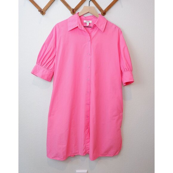 COS Womens Pink Oversized Button Front Shirt Dress, size 8 - Picture 2 of 9